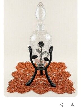 Vintage Clear Crackle Glass  Perfume Bottle